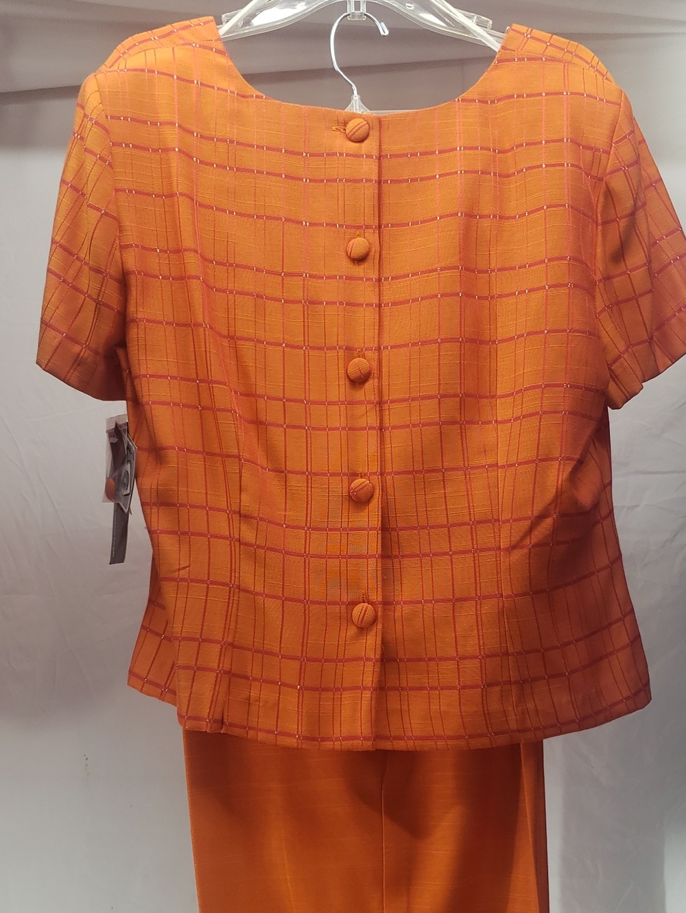 Elegant Orange Short-Sleeve Button-Front Women's Dress Top